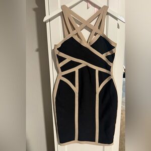 Windsor Black and Tan Backless Dress